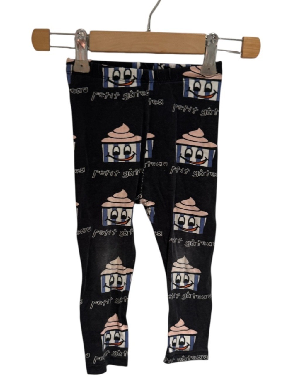 HUGO LOVES TIKI black “petit gateau” print leggings - size 18-24 months